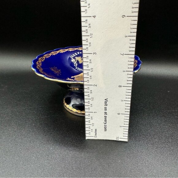 Limoges France Cobalt Blue and Gold “The Proposal” Andre Prevot Trinket Dish - Picture 11 of 13